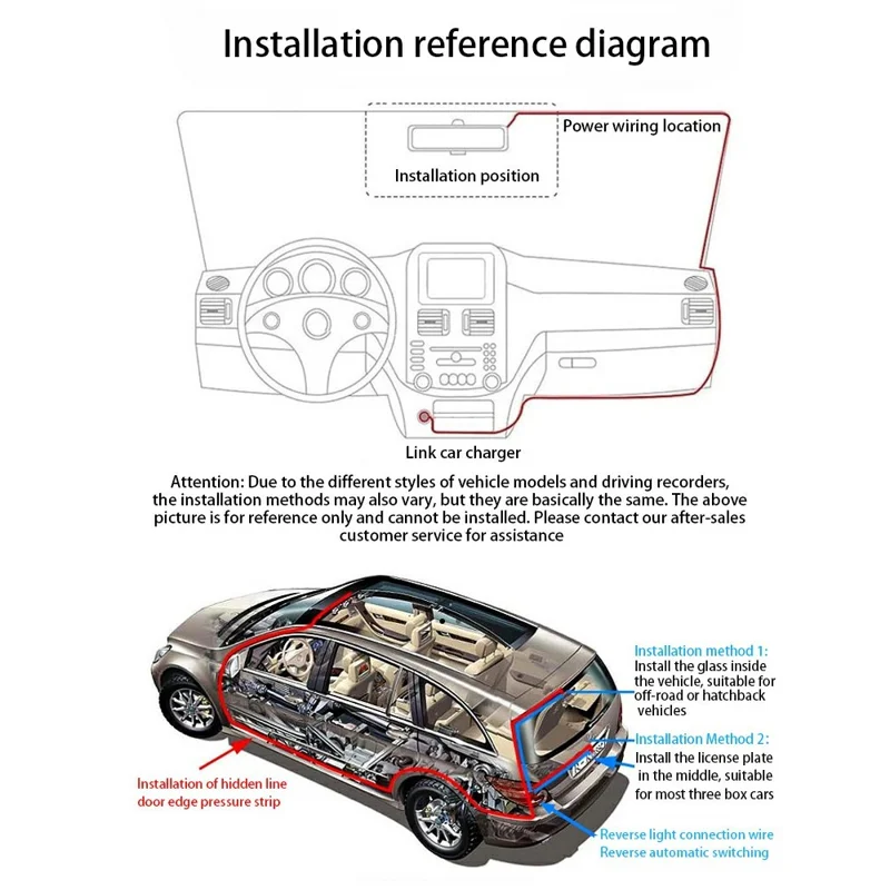 C313 1080P WiFi Dash Cam 4-Channel DVR Wireless Night Vision Parking Monitor Reverse Camera - Black