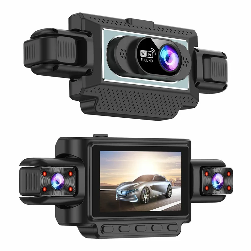 C313 1080P WiFi Dash Cam 4-Channel DVR Wireless Night Vision Parking Monitor Reverse Camera - Black