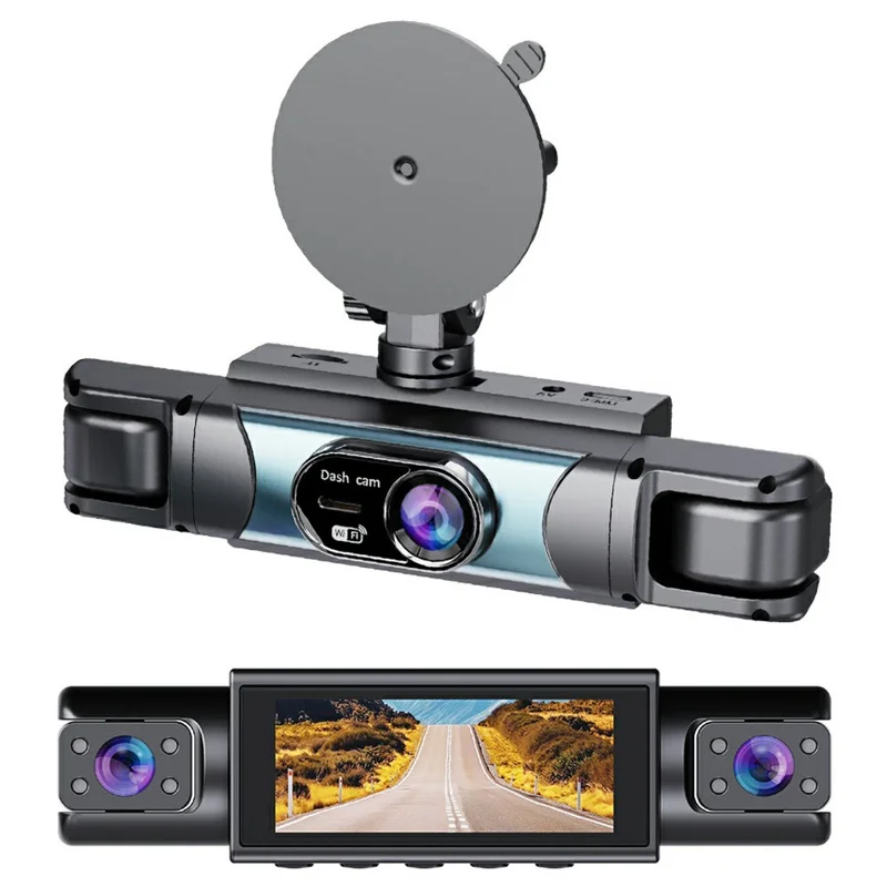 C315 4-Channel 1080P WiFi Dash Cam Parking Monitor G-sensor Loop Recording Night Vision Backup Camera - Black