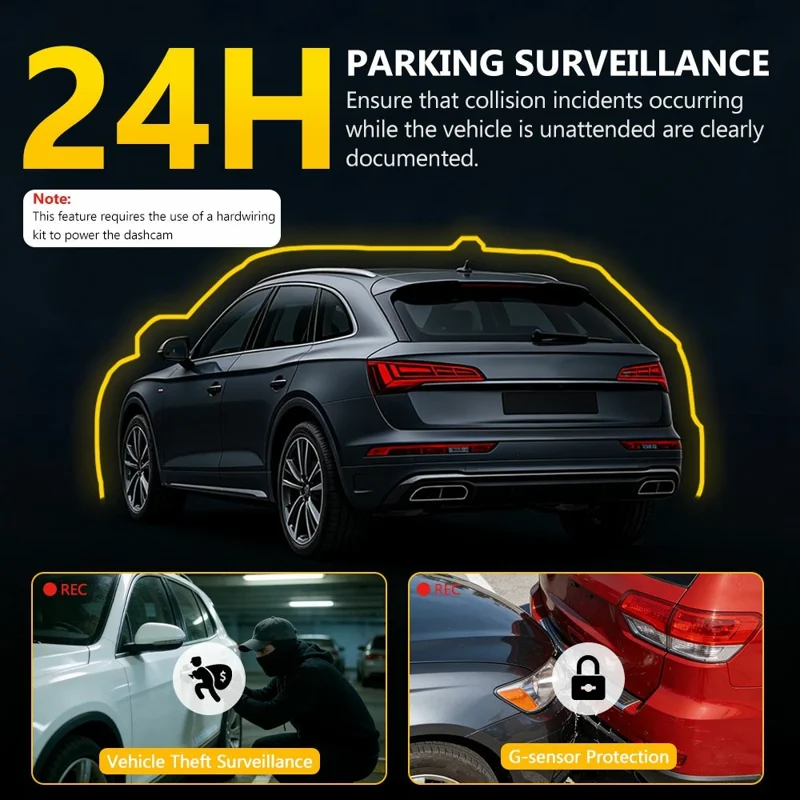 C315 4-Channel 1080P WiFi Dash Cam Parking Monitor G-sensor Loop Recording Night Vision Backup Camera - Black