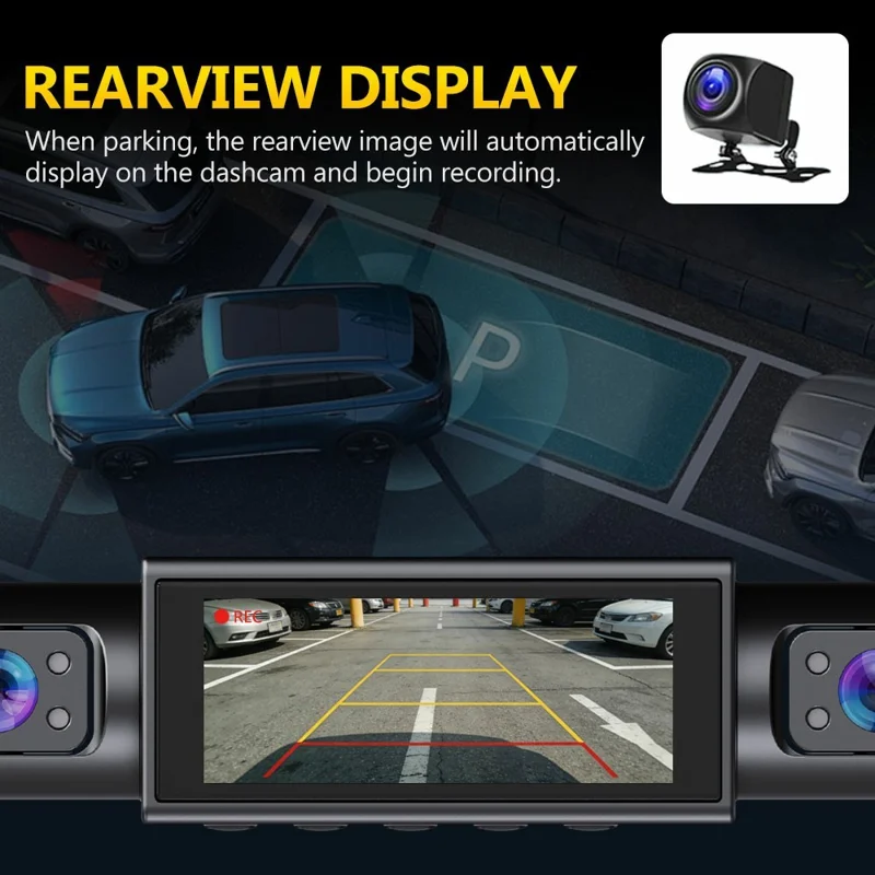 C315 4-Channel 1080P WiFi Dash Cam Parking Monitor G-sensor Loop Recording Night Vision Backup Camera - Black