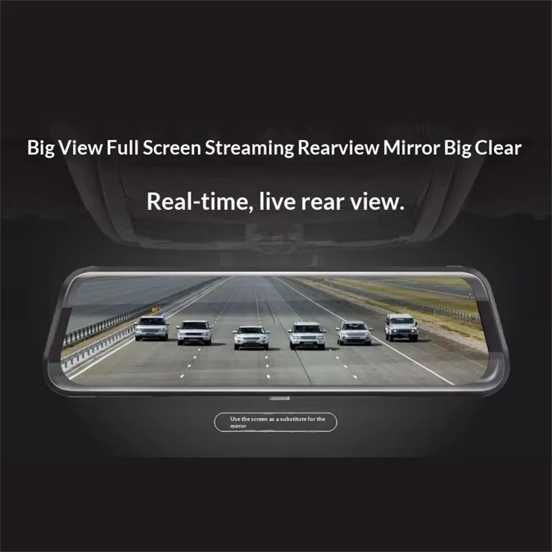 H111-TP HD Streaming Card Recorder Dash Cam 9.66 Inch IPS Touch Screen Dual Lens HD Night Vision Rearview Mirror DVR