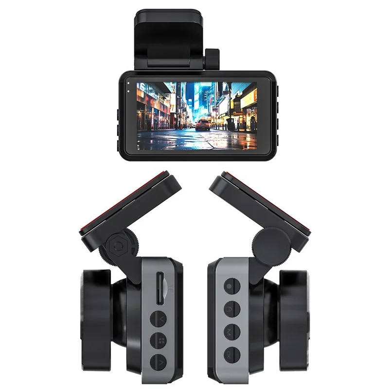 Видеорегистратор 4K спереди + 2K сзади, экран IPS 3,0 дюйма, циклическая запись, ночное видение, камера для записи вождения — черный