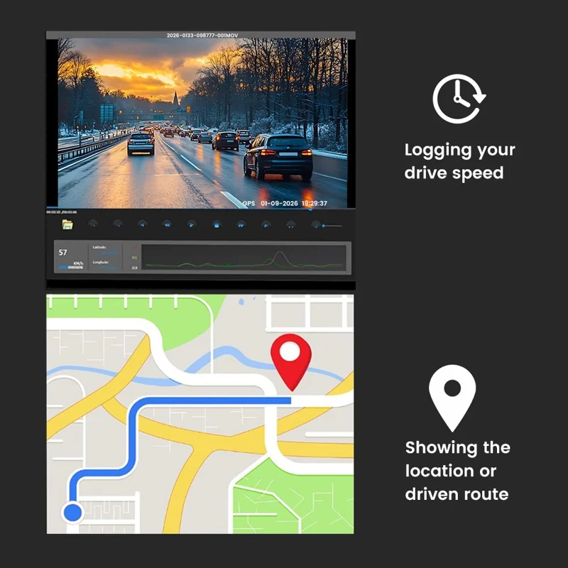 H006 Front 4K + Rear 4K Dash Camera 3 Inch IPS Screen WiFi GPS Car DVR Parking Monitor - Black+Silver