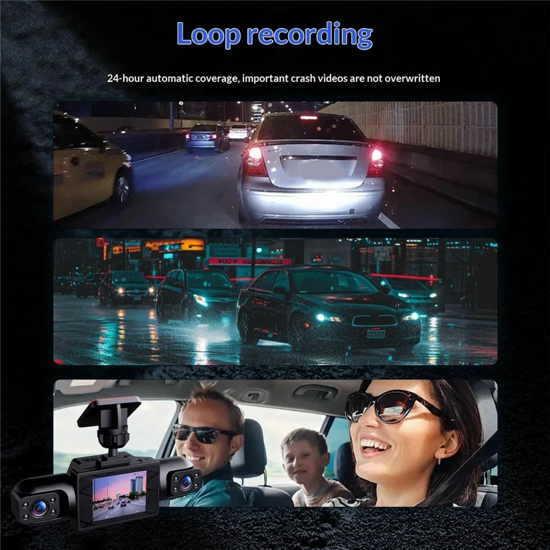 Y107 4 Lens Dash Cam 1080P HD Night Vision Car DVR Front Rear Left Right Recording - Black
