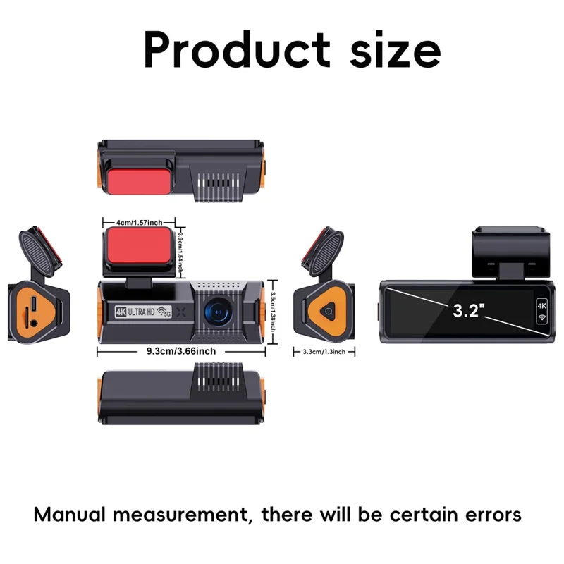 K19 4K Dash Cam ADAS Front Rear Dual Camera GPS 5G WiFi Night Vision Loop Recording Dash Camera Car DVR - Black