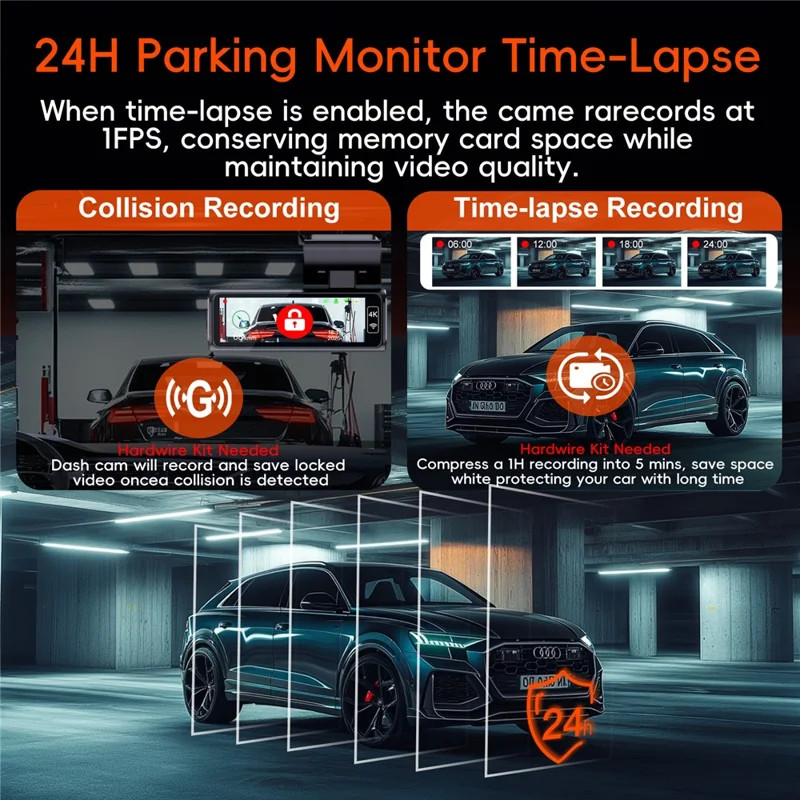 K19 4K Dash Cam ADAS Front Rear Dual Camera GPS 5G WiFi Night Vision Loop Recording Dash Camera Car DVR - Black