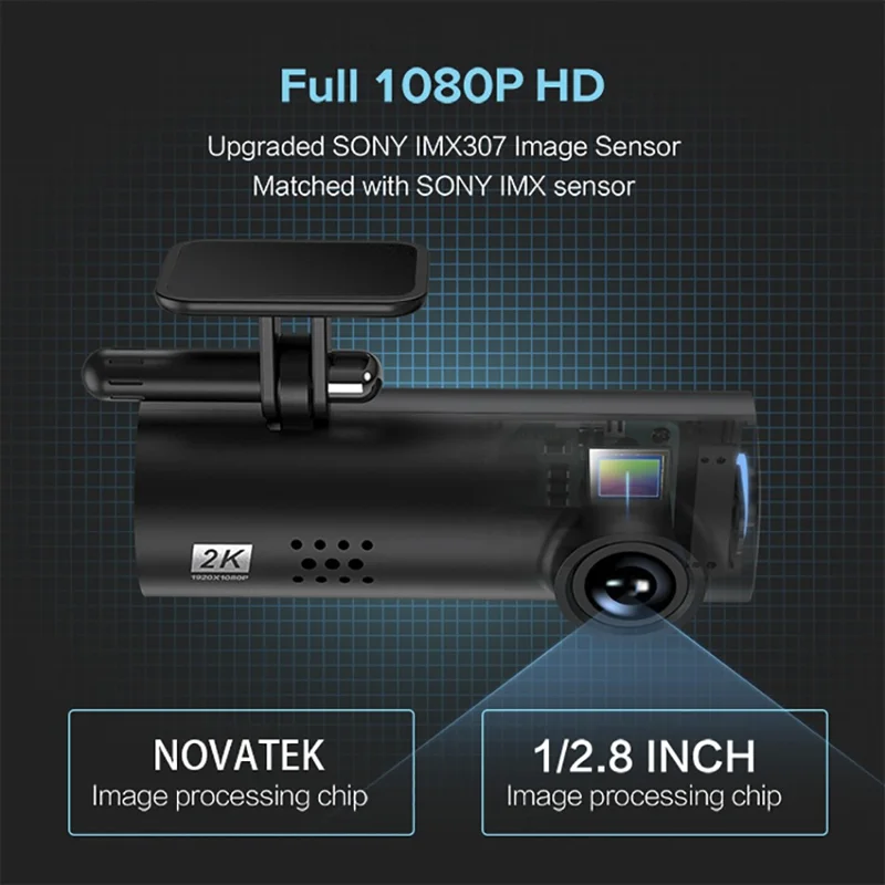 LF9 Pro 2K Dash Cam 1296P Car Camera 170 Degree Wide Angle Night Vision G-Sensor WiFi Car DVR - Black