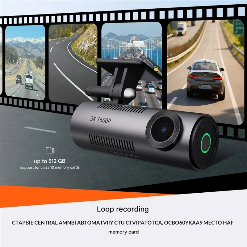 V71Pro 4K Dash Cam WiFi Loop Recording 1600P 170 Degree Wide Angle Night Vision Car DVR- Grey