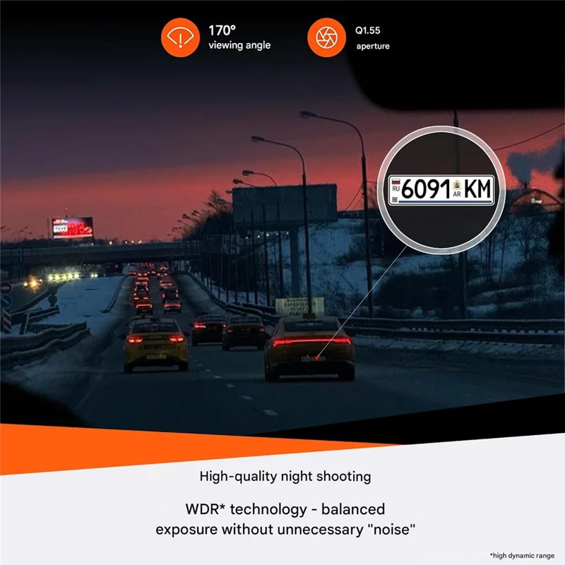 V71Pro 4K Dash Cam WiFi Loop Recording 1600P 170 Degree Wide Angle Night Vision Car DVR- Grey