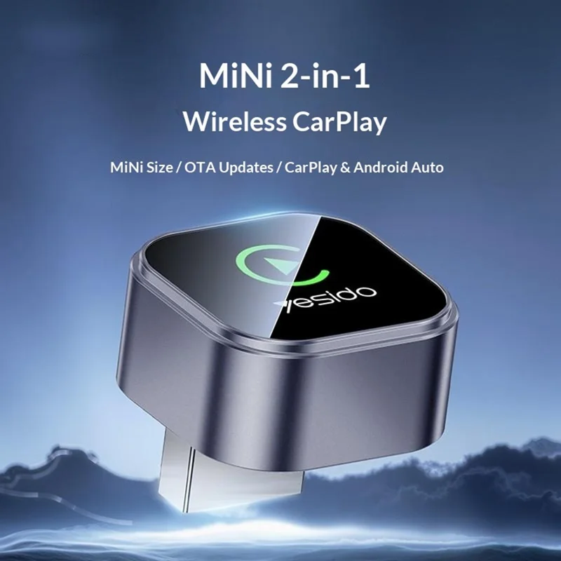 YESIDO KM31 Wireless CarPlay Android Auto 2 in 1 Mini Size OTA Updates Adapter - Black