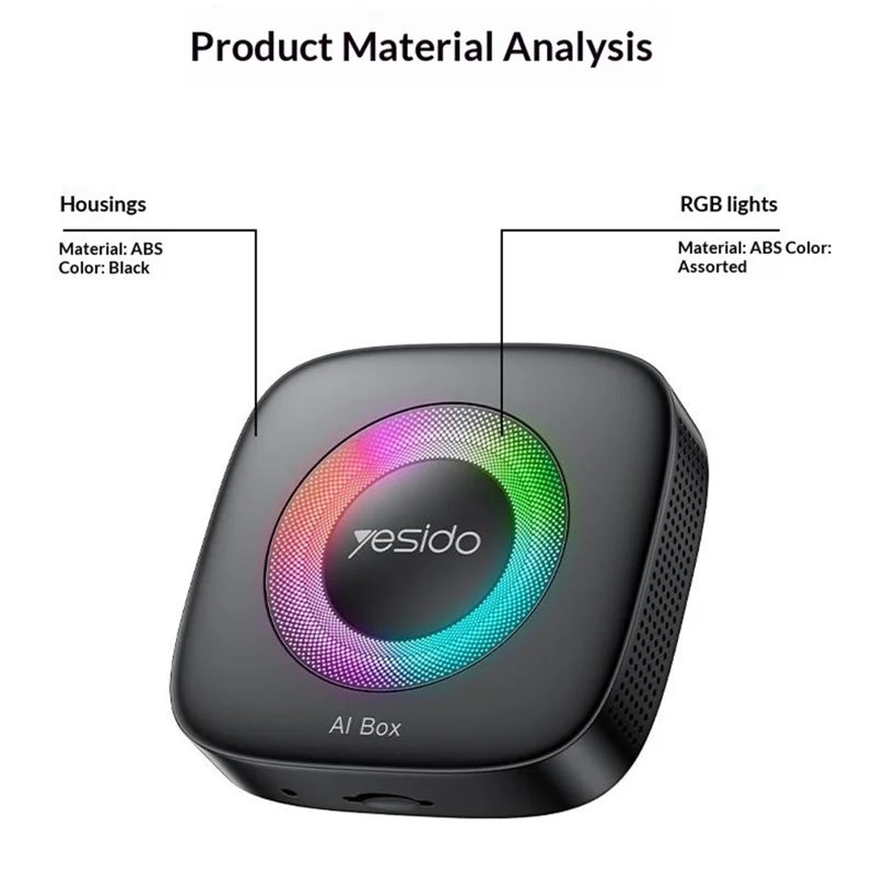 YESIDO KM33 Wireless CarPlay Android Auto AI Box 3 in 1 Dual Band WiFi Bluetooth-compatible 5.0 with RGB Light - Black
