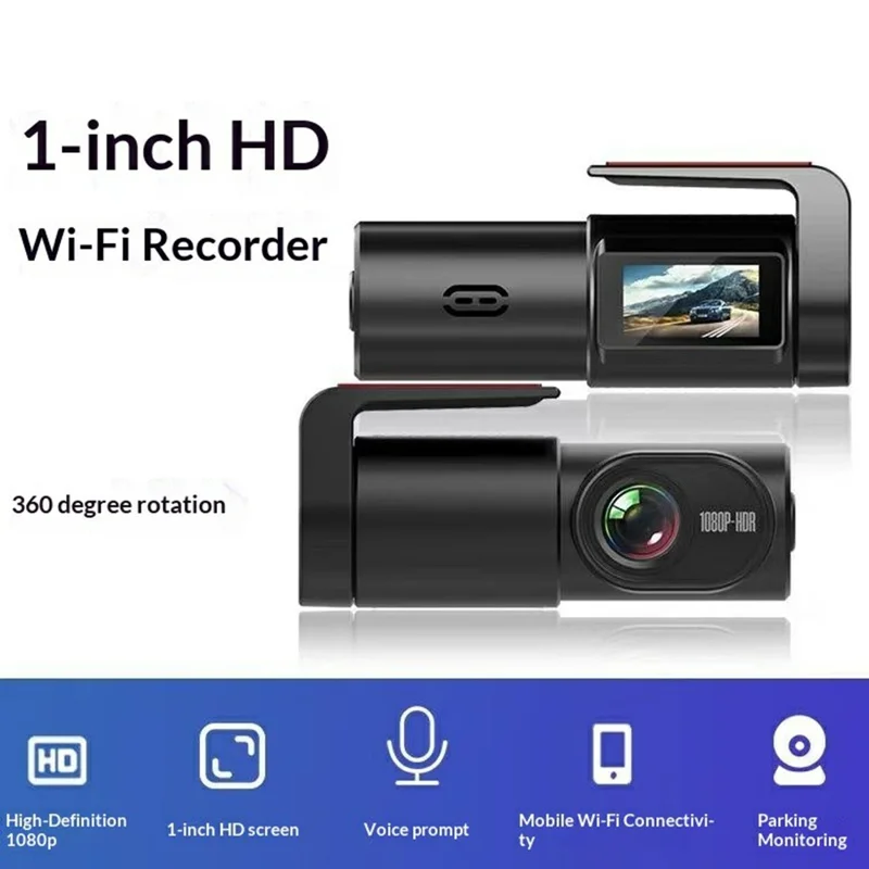 K8 USB Powered Dash Cam 1080P HD Night Vision WiFi Car Driving Recorder - Black