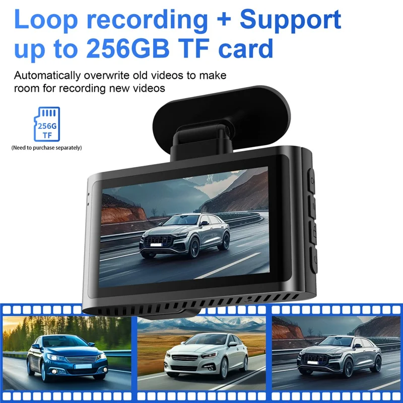 A29 4K UHD Front Lens Car Dash Cam 170 Degree Wide Angle WiFi G-Sensor Loop Recording, Car Charger Powered - Black