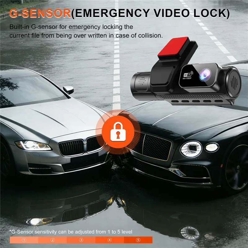 M40-3 3-kanaligt Dashcam med inbyggd GPS 4K fram + 1080P inre + 1080P bak 24H-inspelning Wi-Fi 3,16 tum IPS-skärm, matas via ACC - Svart