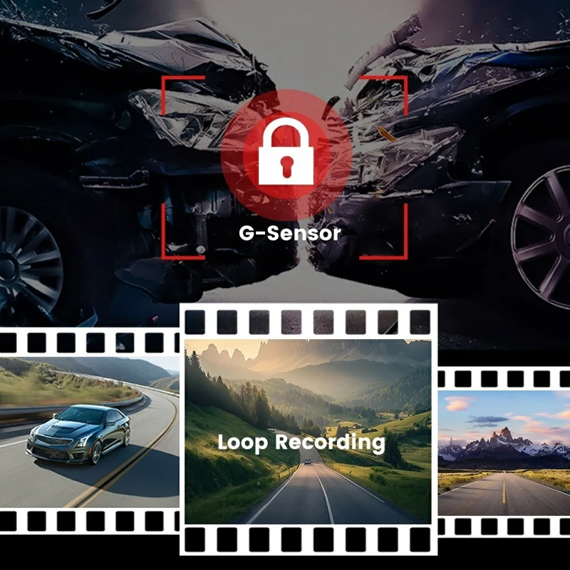 3-Channel Car Dashcam 4K Front + 1K Interior + 1K Rear Recording WiFi GPS Night Vision Camera - Black