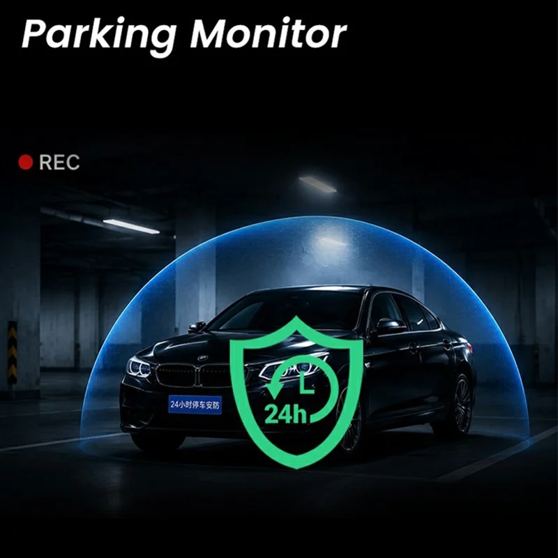 3-Channel Car Dashcam 4K Front + 1K Interior + 1K Rear Recording WiFi GPS Night Vision Camera - Black