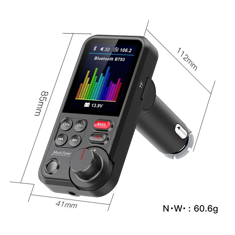 1.8 inch Screen Dual USB QC3.0 Car Charger FM Transmitter Bluetooth-compatible MP3 Music Player Phone Fast Charging Adapter