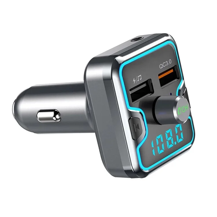 T45Q Bluetooth-compatible 5.0 FM Transmitter Car Kit Modulator QC3.0 Phone Fast Charger with Dual USB Port Support Hands-Free/MP3 Player