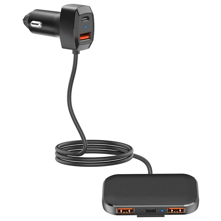 SC02M 5 Ports Usb + Type-c Adaptateur de Charge Rapide Clip de Conception Clip de Conception Chargeur de Voiture Avec Rallonge