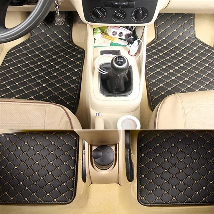 4 Tapetes de Piso de Carro Universais em PVC à Prova d'Água e Antifuligem - Preto 