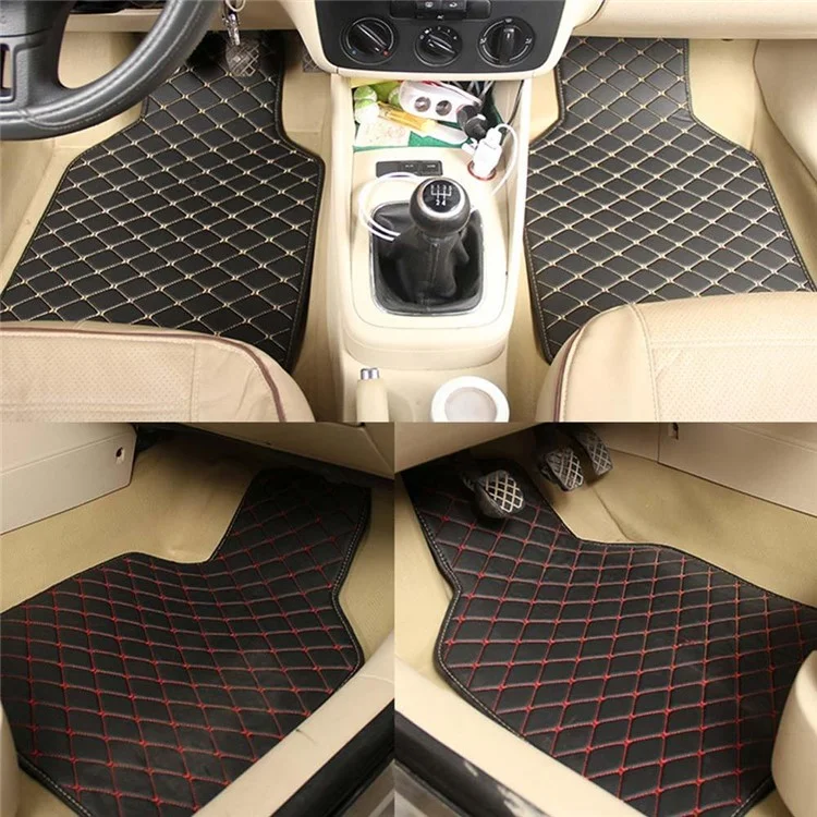 4 Tapetes de Piso de Carro Universais em PVC à Prova d'Água e Antifuligem - Preto 