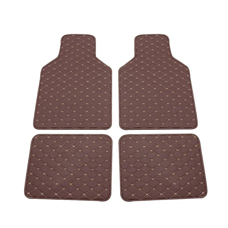 4PCS Universal Car PVC Floor Mats Waterproof Anti-dirt Floor Pads - Coffee