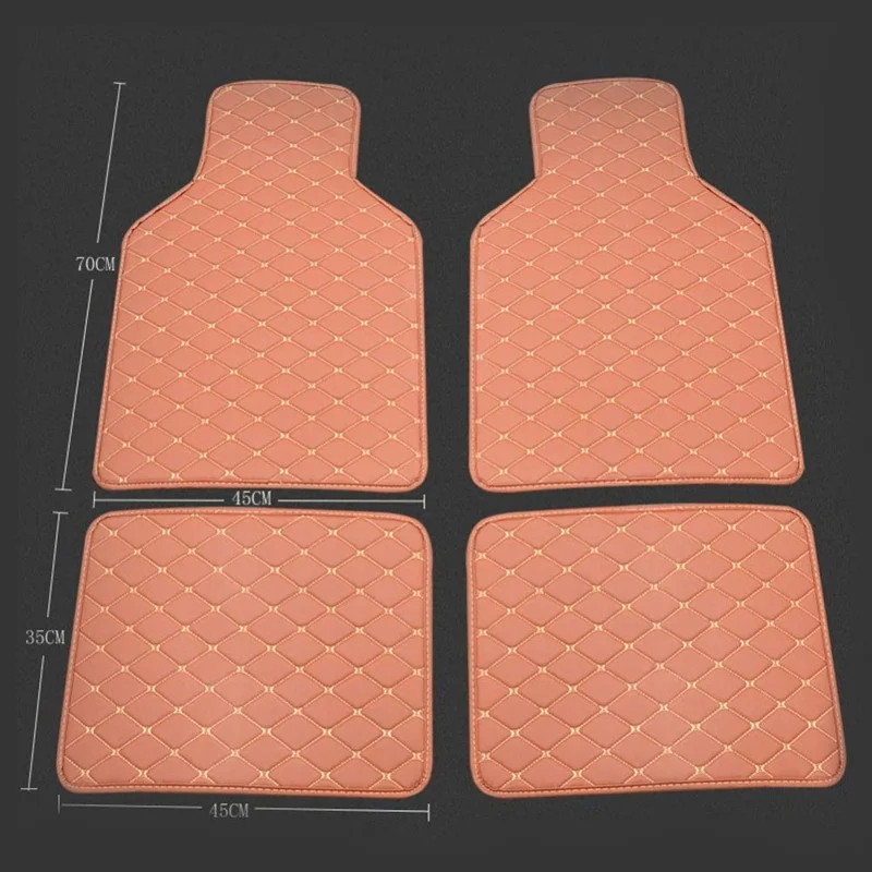 4PCS Universal Car PVC Floor Mats Waterproof Anti-dirt Floor Pads - Coffee