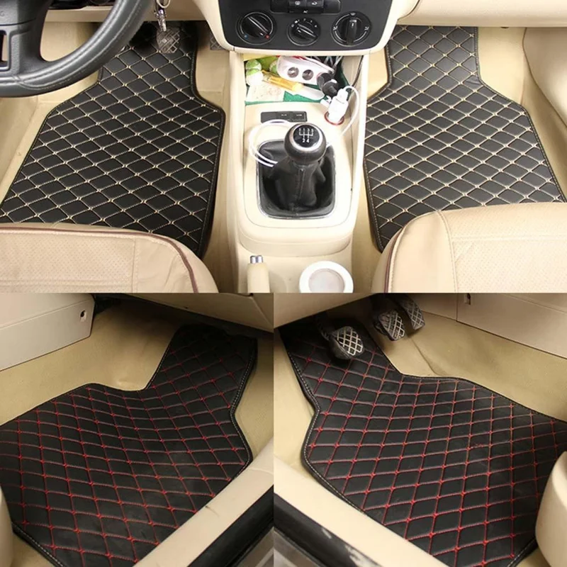 4PCS Universal Car PVC Floor Mats Waterproof Anti-dirt Floor Pads - Coffee