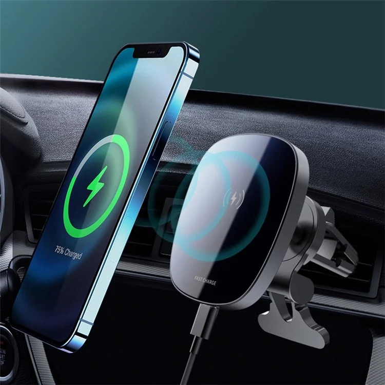 LOHEE W-30 15W Strong Magnetic Wireless Charging Air Outlet Clip-On Car Mount Fast Charging Wireless Charger for iPhone 12/13 Series