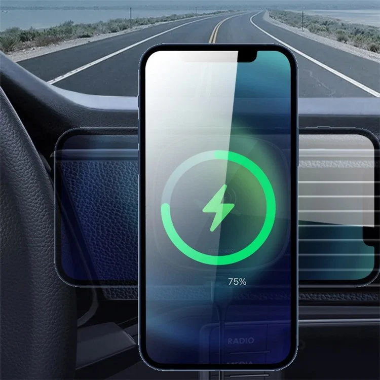 LOHEE W-30 15W Strong Magnetic Wireless Charging Air Outlet Clip-On Car Mount Fast Charging Wireless Charger for iPhone 12/13 Series