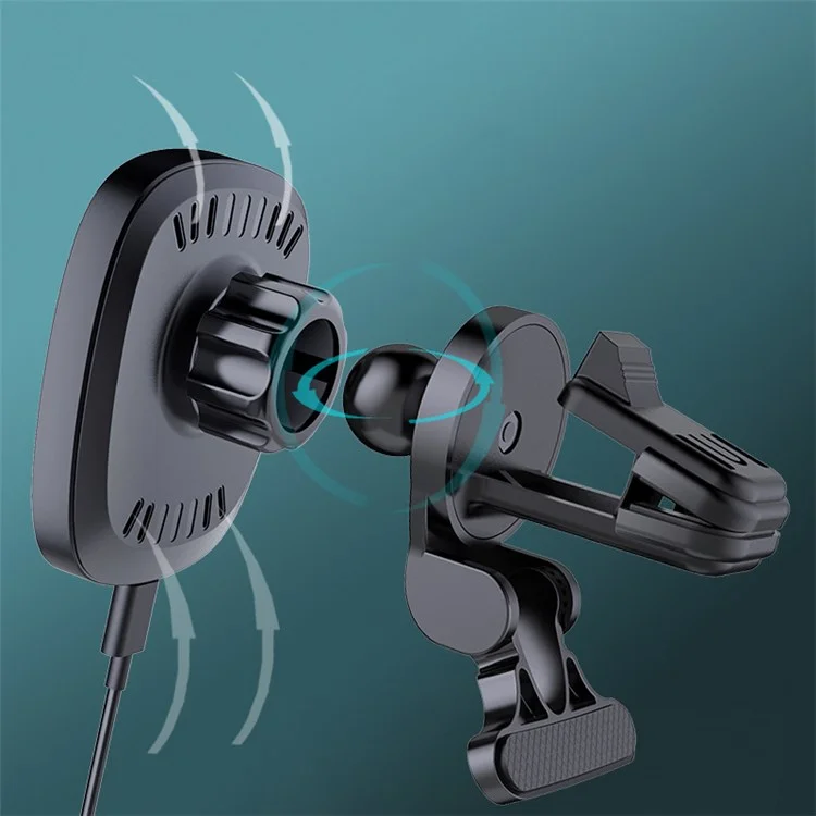 LOHEE W-30 15W Strong Magnetic Wireless Charging Air Outlet Clip-On Car Mount Fast Charging Wireless Charger for iPhone 12/13 Series