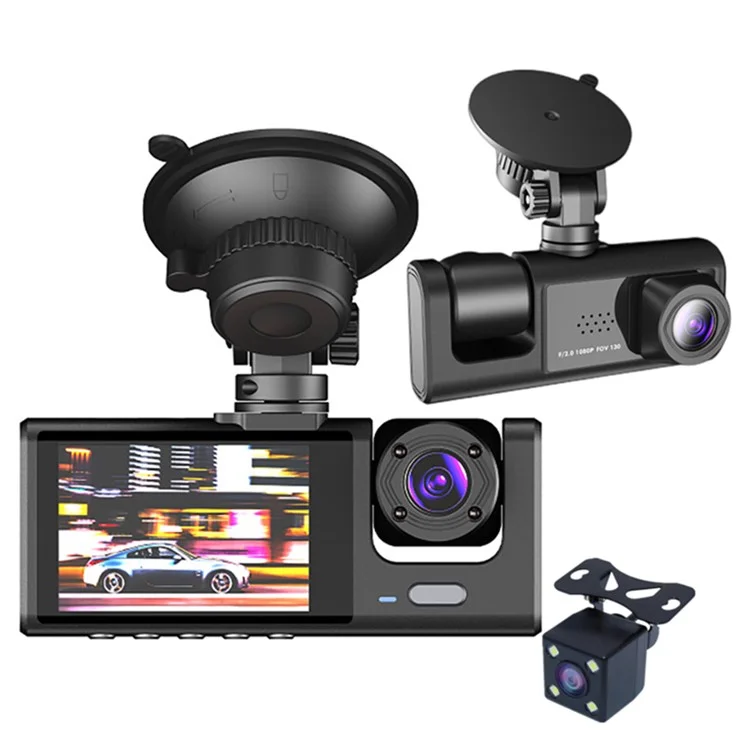 C309 2.0 "schermata IPS 3-lente Cam Cam Cam Full HD 1080p Video Registratore Per Auto a 130 Gradi