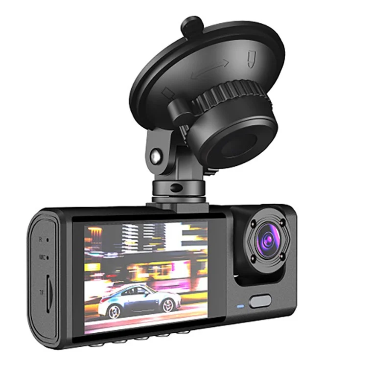 C309 2.0" IPS Screen 3-Lens Car Dash Cam Full HD 1080P Car Video Recorder 130-Degree Wide Angle Car Recorder