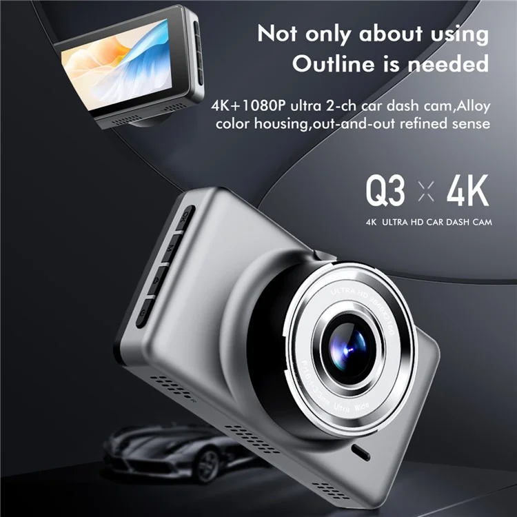 ANYTEK Q3 3-inch IPS HD Screen Dual Camera Video Super Capacitor Hidden G-sensor Car Recorder