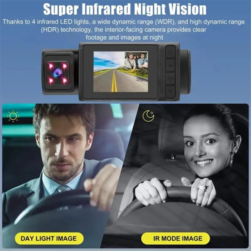 G12 1080P DVR Dash Camera Front / Inside / Rear Camera 2 Inch Screen Night Vision Driving Recorder