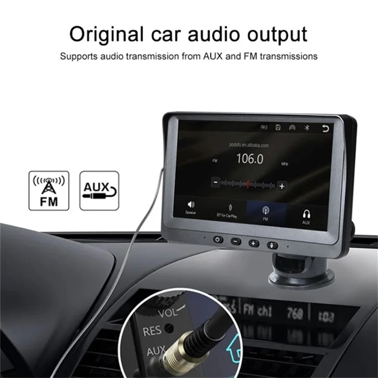 P704 Portable Car Stereo Wireless Car Play Android Auto 7'' Touch Screen Car Radio Dual Camera Driving Recorder