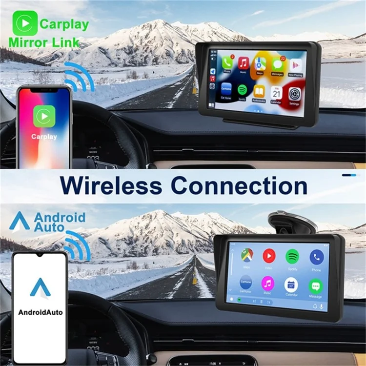 Rádio Portátil para Carro com Tela Sensível ao Toque P701S, Receptor de Rádio para Carro, Reprodutor de Carro Sem Fio de 7 Polegadas, Câmera de Ré, Gravador