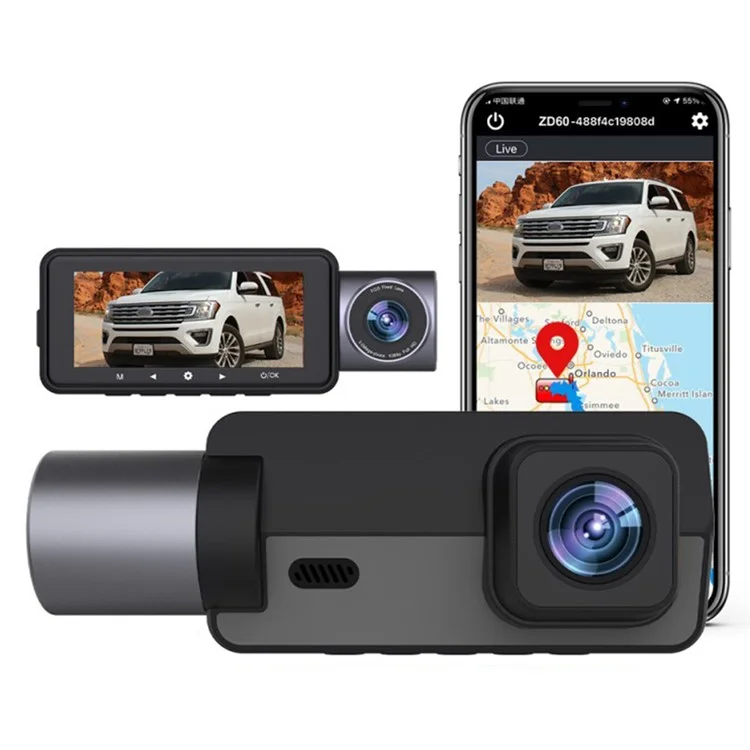 Bepocam ZD60 HD Vision Night Vision Car DVR Dash Cam Double Lens Caméra de Voiture, Avant et Intérieur