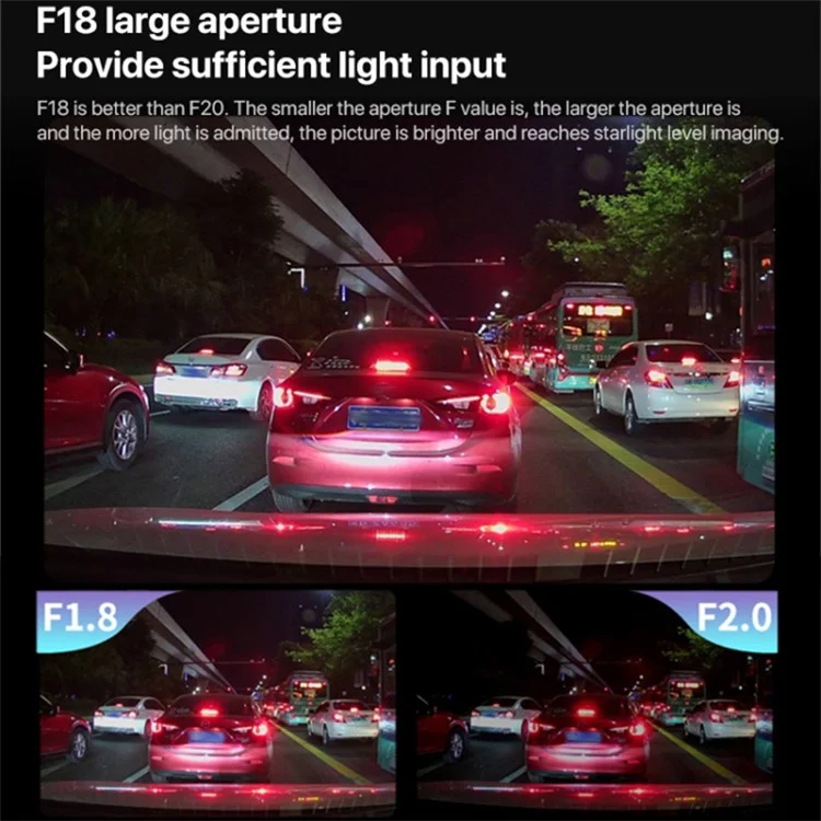 U02 Cámara de salpicadero de coche con visión nocturna dual frontal y trasera, con WiFi y grabador de vídeo de coche (sin tarjeta de memoria) 