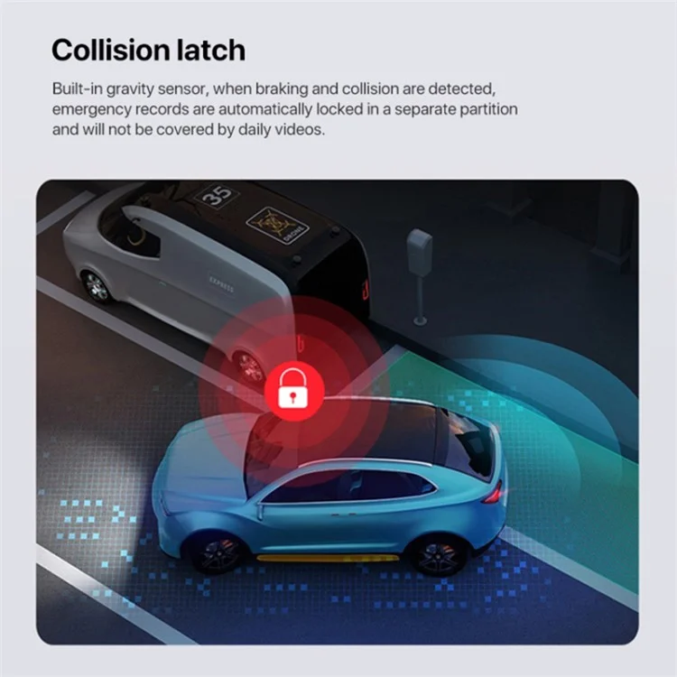U02 Cámara de salpicadero de coche con visión nocturna dual frontal y trasera, con WiFi y grabador de vídeo de coche (sin tarjeta de memoria) 
