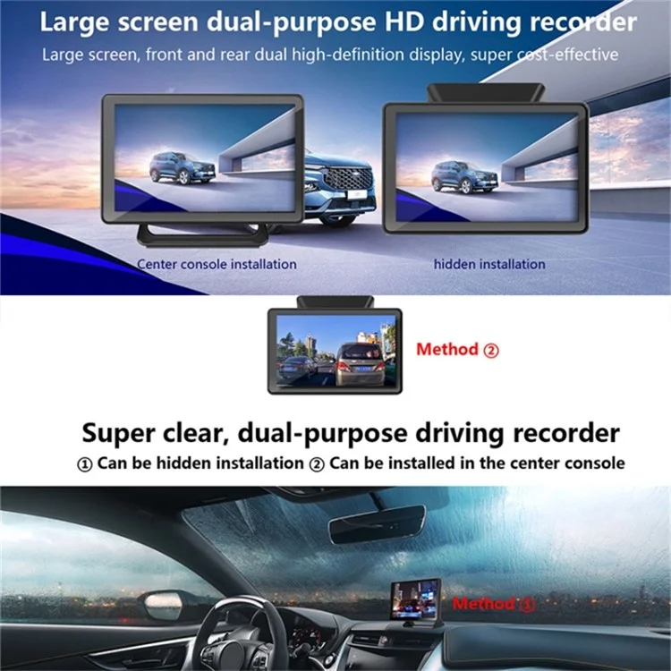 X7 Dash Cam con schermo da 5 pollici, HD, visione notturna (senza scheda di memoria)