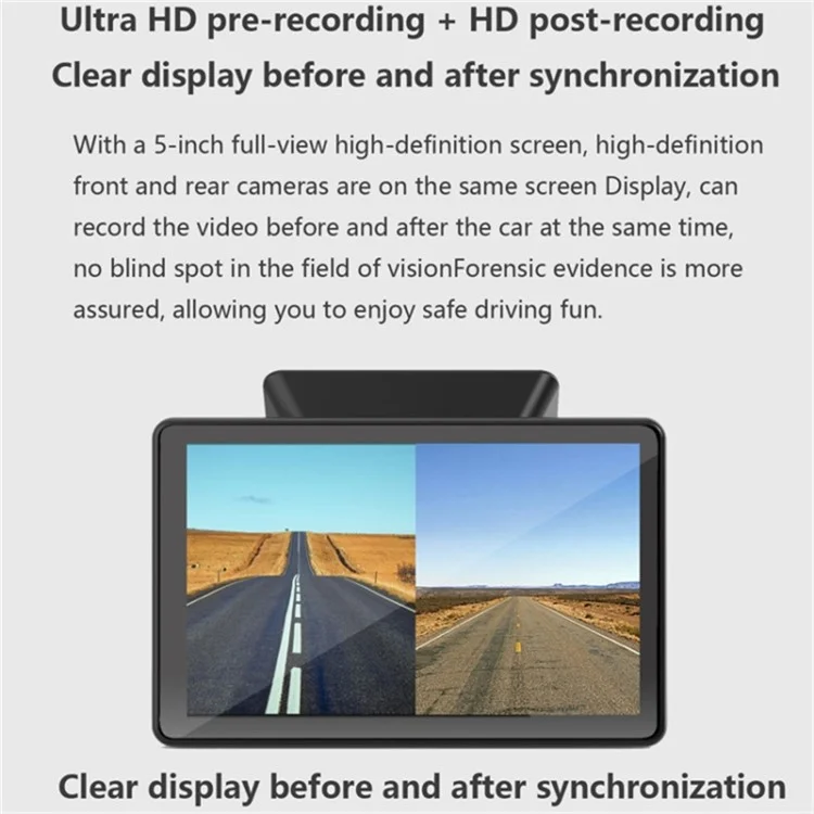 X7 Dash Cam con schermo da 5 pollici, HD, visione notturna (senza scheda di memoria)