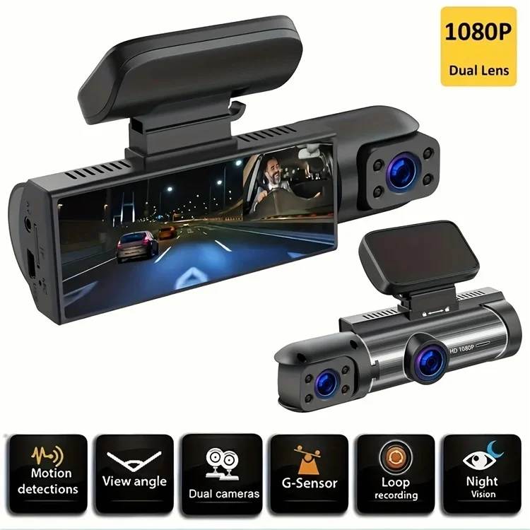 M8 HD Dual Lens Front Dash Cam 3,16 Pouces IPS Screen Car DVR