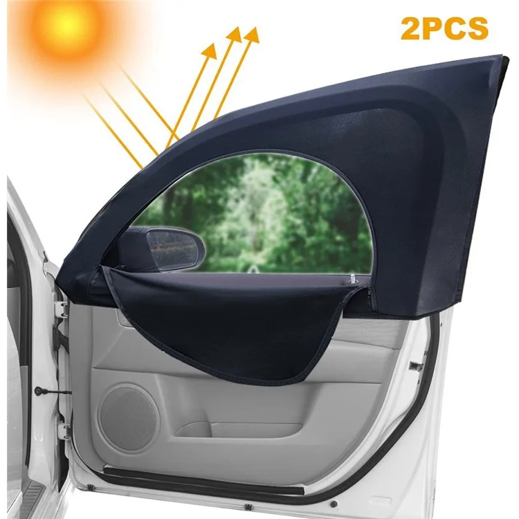 2 Piezas / Cortina de Malla Para la Ventana Del Automóvil Antimosquito Sombra de Sol de la Ventana Transpirable Con Cremallera Abertura - Ventana Delantera (izquierda+derecha)