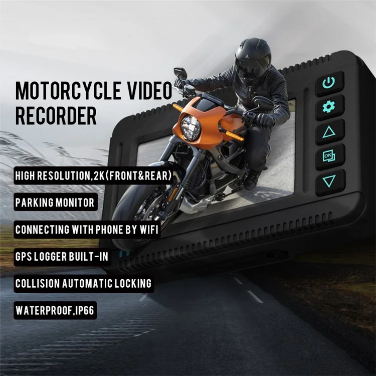 S30 Motorcycle Dash Cam Sport Driving Recorder Dash Cam Dual 2K Motorbike Camera Loop Recording