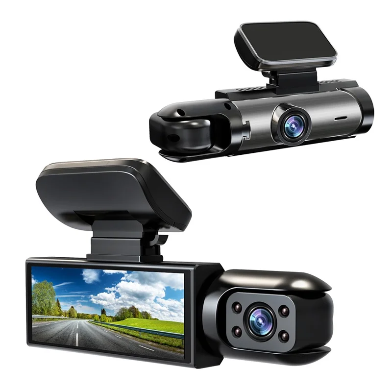M8 3.16-inch 200mAh Dual Dash Cam Front and Inside with Night Vision 1080P+720P IPS Screen Car DVR