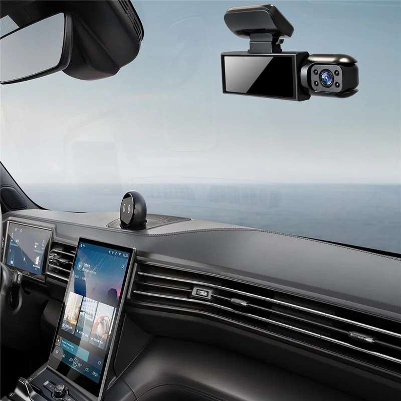 M8 3.16-inch 200mAh Dual Dash Cam Front and Inside with Night Vision 1080P+720P IPS Screen Car DVR