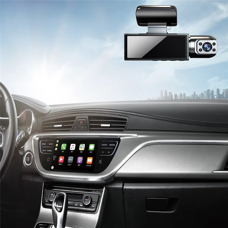 M8 3.16-inch 200mAh Dual Dash Cam Front and Inside with Night Vision 1080P+720P IPS Screen Car DVR