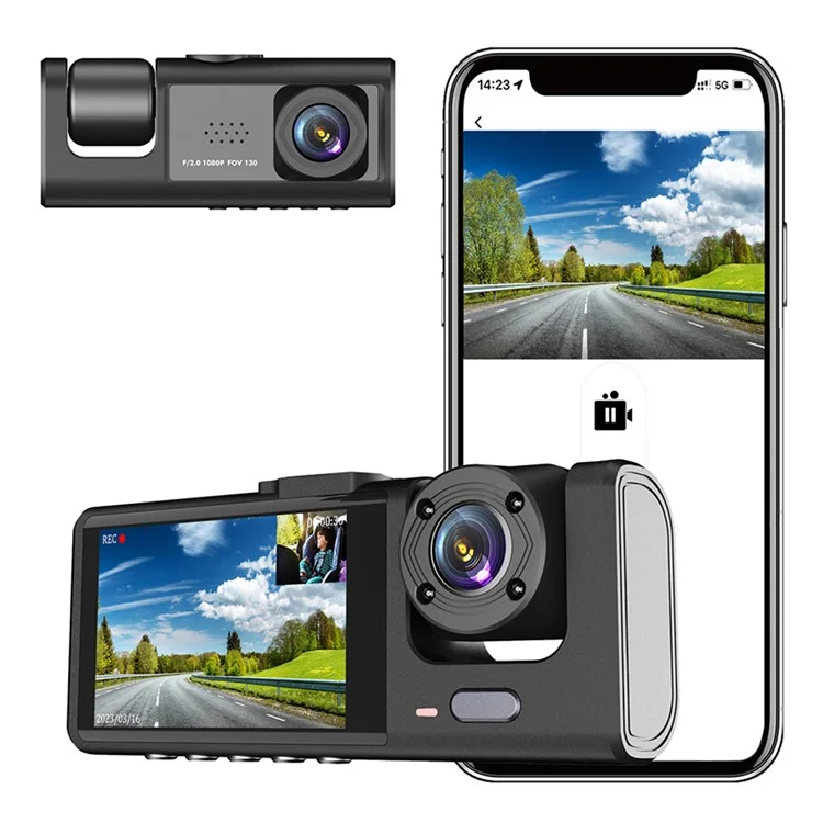 Y16 Car DVR Dash Cam 1080P HD Parkplatzüberwachung 3 Kameras Fahrzeugaufnahmegerät